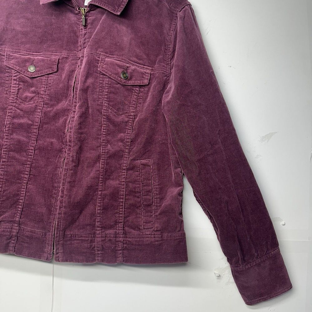 Charter Club Women’s Medium Corduroy Jacket Purple Zip Front Long Sleeve - Picture 6 of 12
